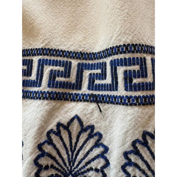 Bohemian Midi Skirt Women MED White Blue Embroidered Boho Hippie Beachy Gypsy - Picture 11 of 16